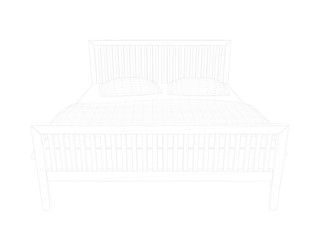 3d rendering of a lined bed on a white background