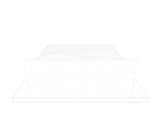 3d rendering of a lined bed on a white background