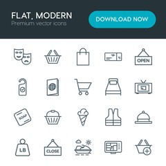 Modern Simple Set of hotel, shopping, travel Vector outline Icons. Contains such Icons as  road,  label, new,  navigation,  vest,  safety and more on white background. Fully Editable. Pixel Perfect