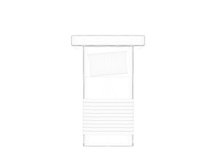 3d rendering of a lined bed on a white background