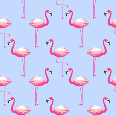 Fototapeta premium Seamless vector pattern with flamingo exotic bird.