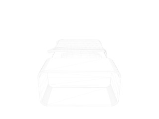 3d rendering of a lined bed on a white background