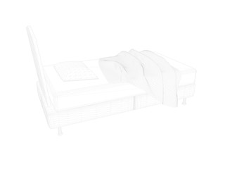 3d rendering of a lined bed on a white background