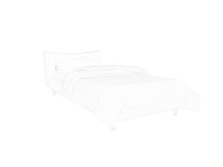 Fototapeta na wymiar 3d rendering of a lined bed on a white background