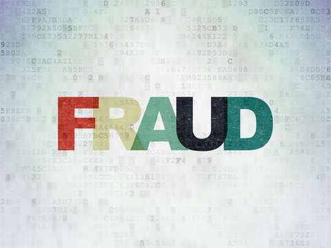 Protection concept: Painted multicolor text Fraud on Digital Data Paper background