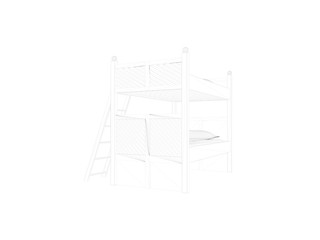 3d rendering of a lined bed on a white background