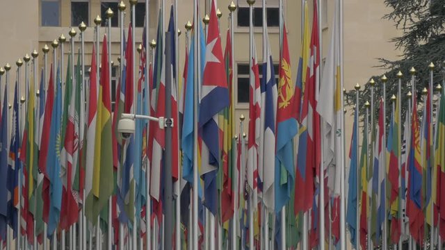 Colorful flags of different countries