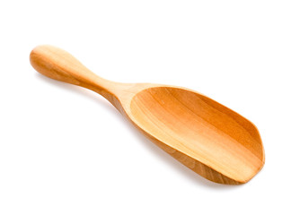 wood scoop on white background