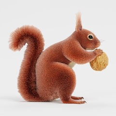 Realistic 3D Render of Squirrel with Nut