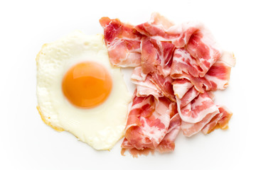 Eggs and baconon on the isolated background.