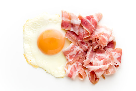 Eggs and baconon on the isolated background.