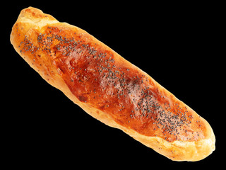 Buns with raisins and jam on a black background