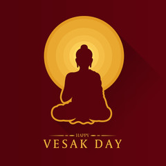 Fototapeta na wymiar Happy Vesak day banner with Buddha and circle full moon sign vector design