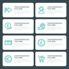 Fototapeta premium Flat money, shopping infographic timeline template for presentations, advertising, annual reports