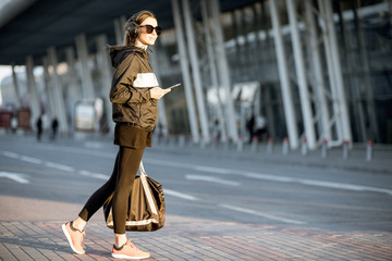 Sports woman walking after the training outdoors