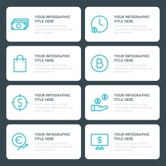 Fototapeta premium Flat money, shopping infographic timeline template for presentations, advertising, annual reports