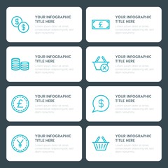 Obraz premium Flat money, shopping infographic timeline template for presentations, advertising, annual reports