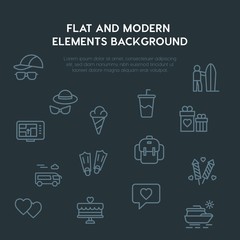 travel, valentine outline vector icons and elements background concept on dark background.Multipurpose use on websites, presentations, brochures and more