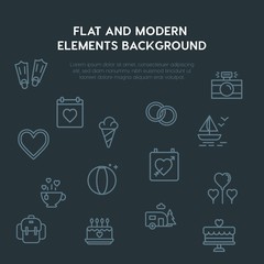 travel, valentine outline vector icons and elements background concept on dark background.Multipurpose use on websites, presentations, brochures and more