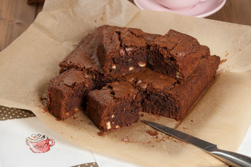 Homebaked White Chocolate And Almond Brownie.