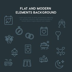 travel, valentine outline vector icons and elements background concept on dark background.Multipurpose use on websites, presentations, brochures and more