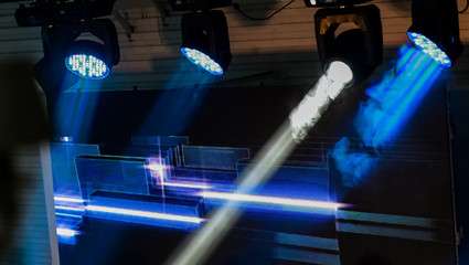 stage performing professional light blue white smoke