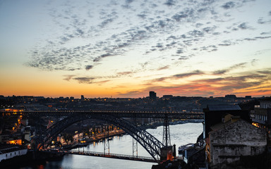 Sunset in Porto close to Dom Luís I Bridge