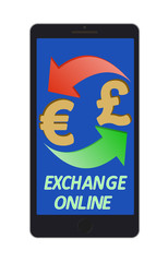 exchange euro to british pound on a phone screen