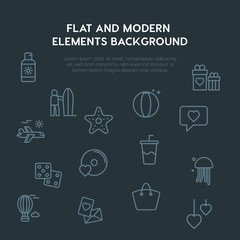 travel, valentine outline vector icons and elements background concept on dark background.Multipurpose use on websites, presentations, brochures and more