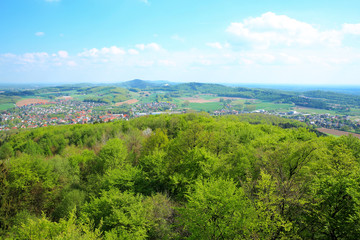 Fototapeta na wymiar Scenic overlook near Borgholzhausen, Guetersloh, Teutoburger Wald, Germany