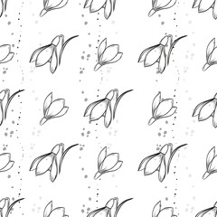 Vector snowdrop seamless pattern