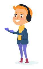 Isolated Smiling Boy in Warm Clothes on White