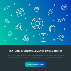 food, clothes, drinks outline vector icons and elements background concept on gradient background.Multipurpose use on websites, presentations, brochures and more
