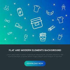 food, clothes, drinks outline vector icons and elements background concept on gradient background.Multipurpose use on websites, presentations, brochures and more