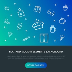 food, clothes, drinks outline vector icons and elements background concept on gradient background.Multipurpose use on websites, presentations, brochures and more