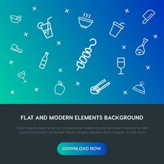 food, clothes, drinks outline vector icons and elements background concept on gradient background.Multipurpose use on websites, presentations, brochures and more