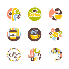 Retro coffee emblems. Set of vector design elements