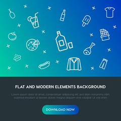 food, clothes, drinks outline vector icons and elements background concept on gradient background.Multipurpose use on websites, presentations, brochures and more