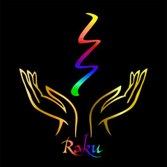 Reiki symbol. A sacred sign. Raku. Spiritual energy. Alternative medicine. Esoteric. Vector.