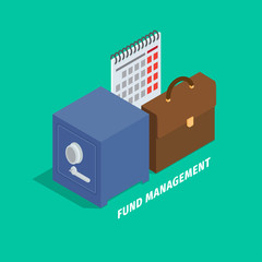 Fund Management in Cartoon Style Flat Art Design