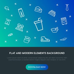 food, clothes, drinks outline vector icons and elements background concept on gradient background.Multipurpose use on websites, presentations, brochures and more