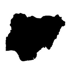 black silhouette country borders map of Nigeria on white background of vector illustration