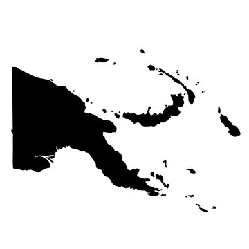 black silhouette country borders map of Papua New Guinea on white background of vector illustration