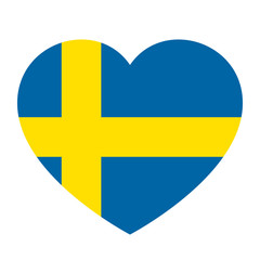 Icon heart symbol of love on the background national flag state Sweden. Vector illustration.