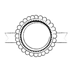 circle lace with ribbon emblem icon vector illustration design