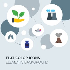 health, science, nature flat vector icons and elements background with circle bubbles networks.Multipurpose use on websites, presentations, brochures and more