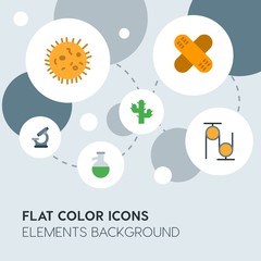 health, science, nature flat vector icons and elements background with circle bubbles networks.Multipurpose use on websites, presentations, brochures and more