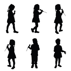 child singing silhouette with microphone