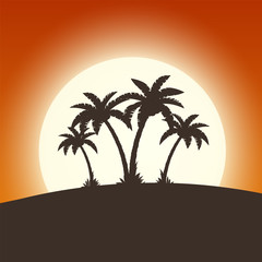 Naklejka na ściany i meble Hot tropical island with palm trees