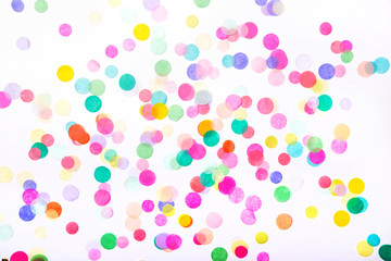 Confetti on white background. Birthday party concept